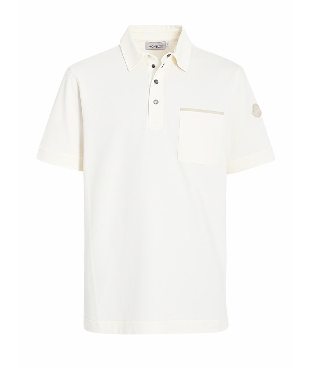 MONCLER Бежевое хлопковое поло с коротким рукавом, фото 1