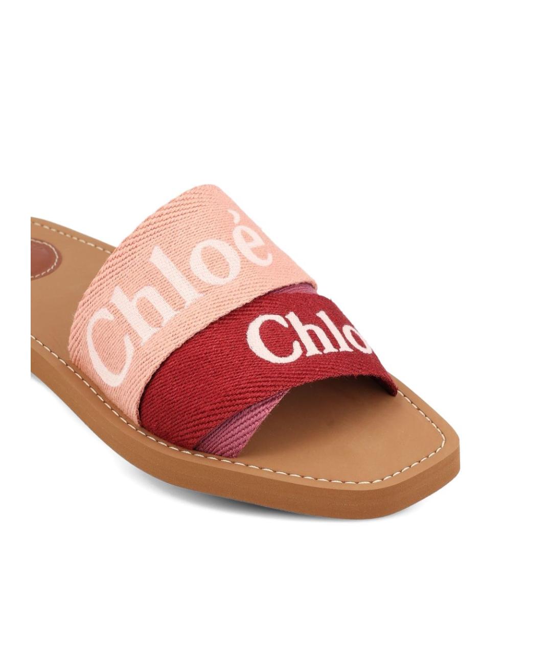 CHLOE Розовые текстильные шлепанцы, фото 4