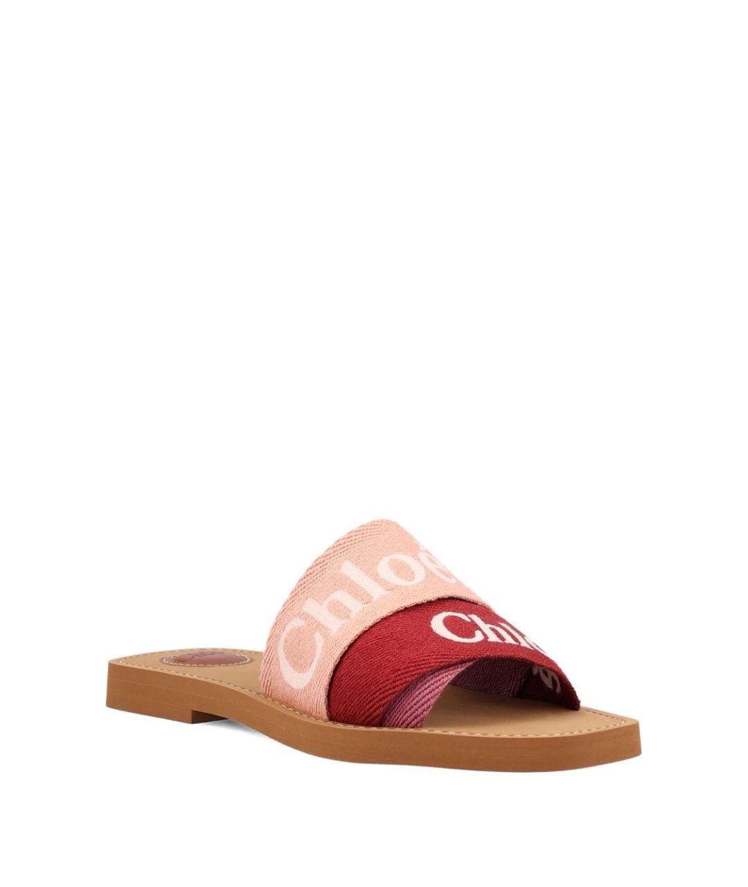 CHLOE Розовые текстильные шлепанцы, фото 2