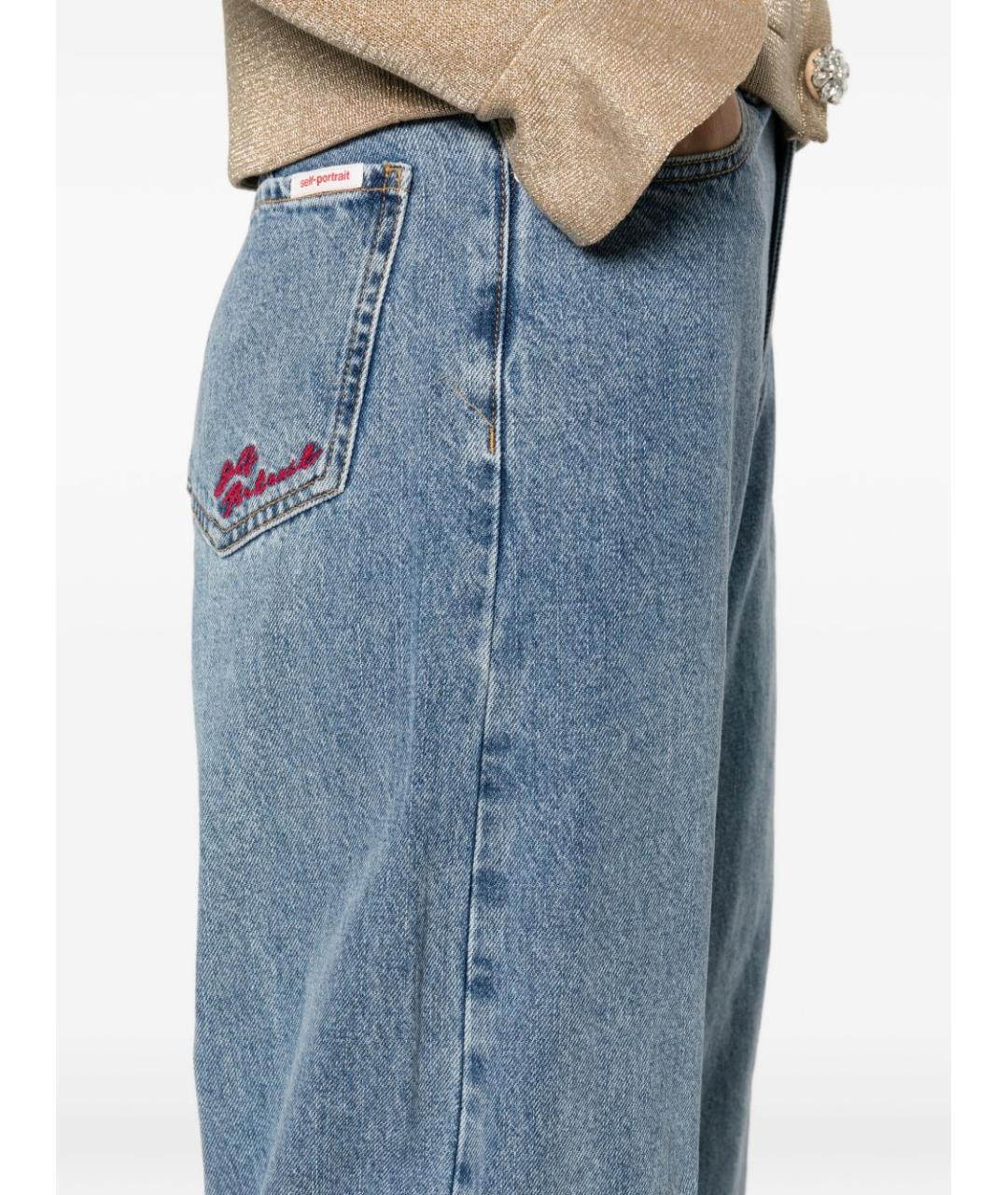 SELF-PORTRAIT Синие хлопковые прямые джинсы, фото 2