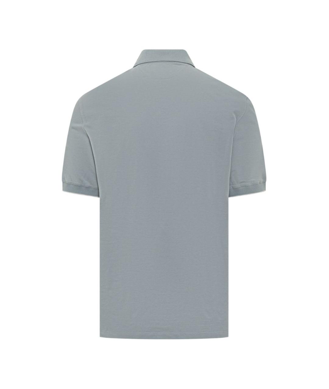 BRUNELLO CUCINELLI Синяя хлопковая футболка, фото 2