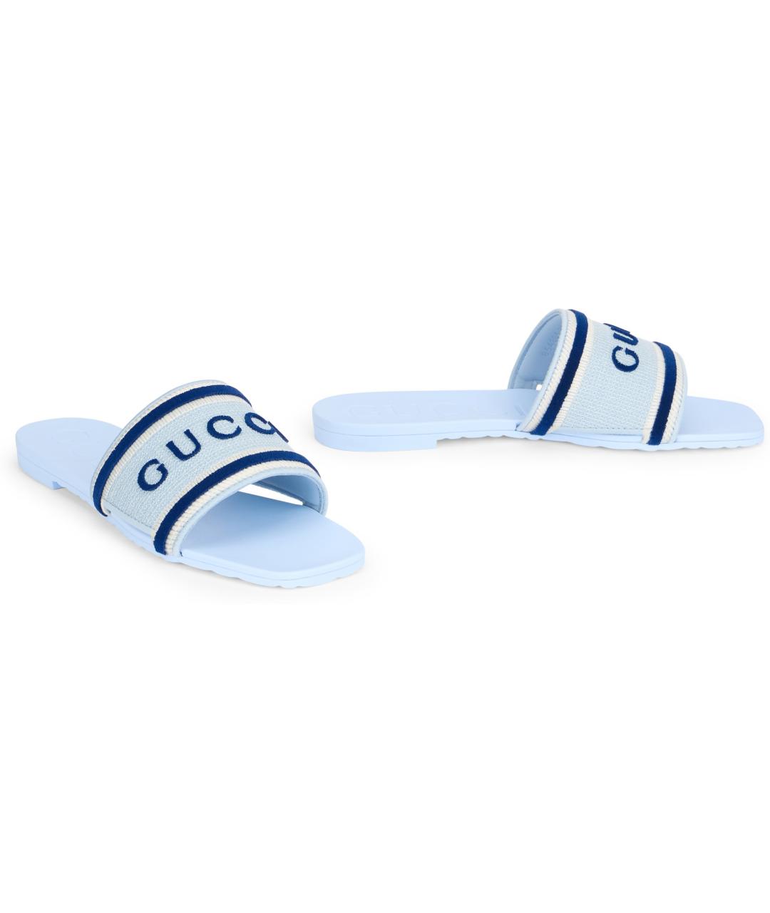 GUCCI Голубые текстильные шлепанцы, фото 2