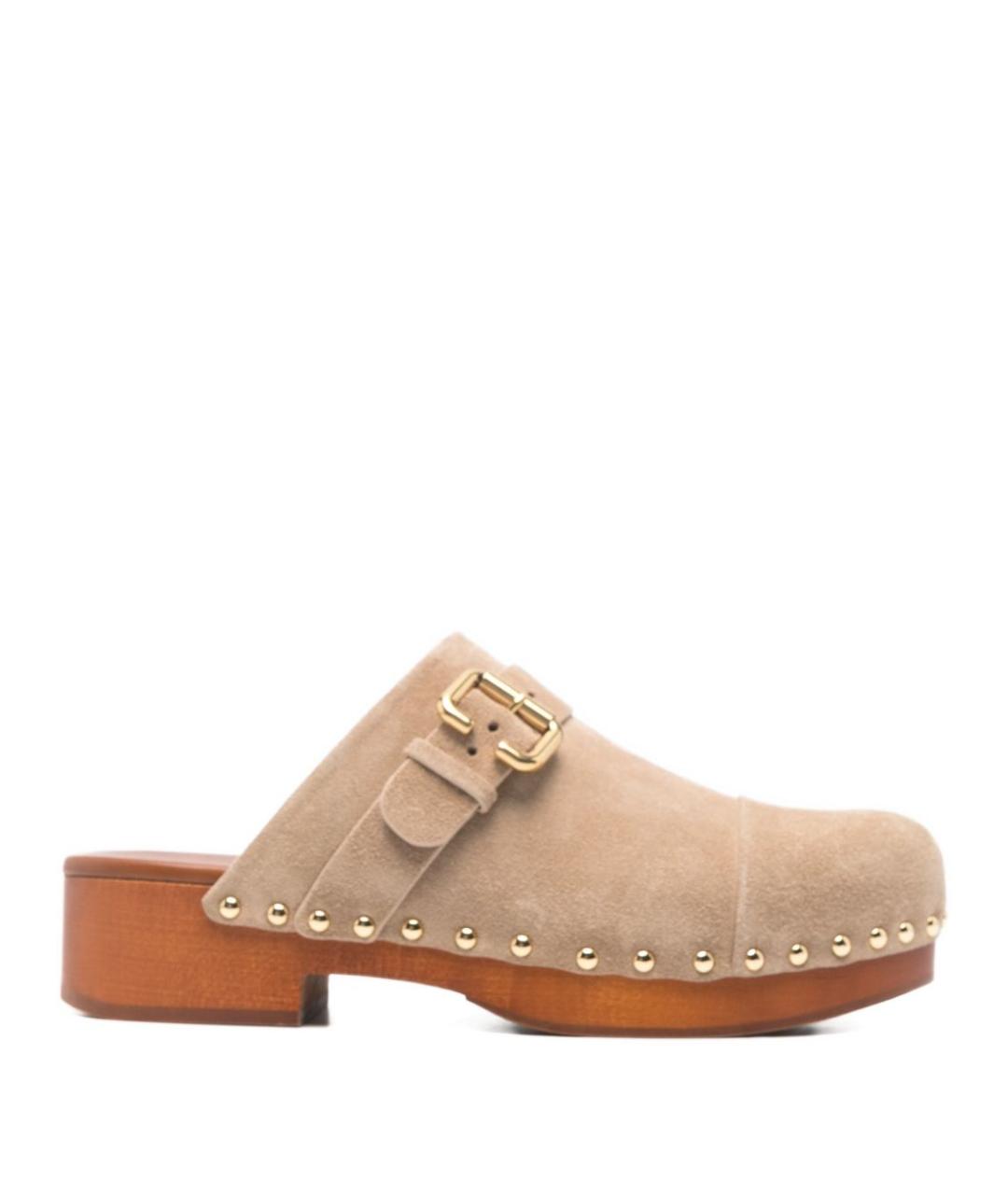 CHLOE Бежевые замшевые сабо, фото 1