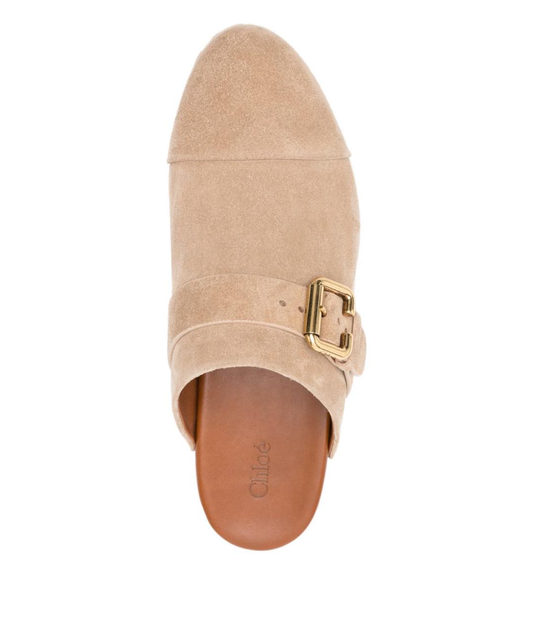 CHLOE Бежевые замшевые сабо, фото 4