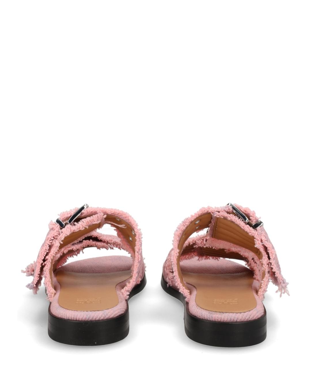 GANNI Розовые текстильные сандалии, фото 4