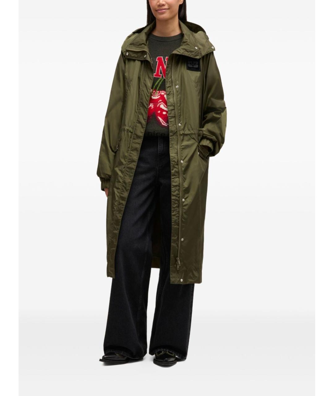 GANNI Хаки полиамидовая парка, фото 2