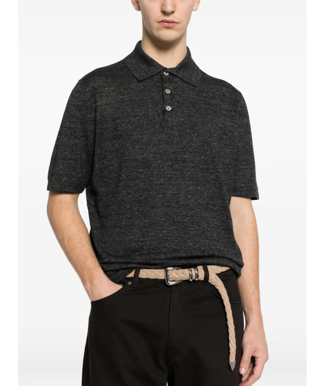 BRUNELLO CUCINELLI Серое поло с коротким рукавом, фото 3