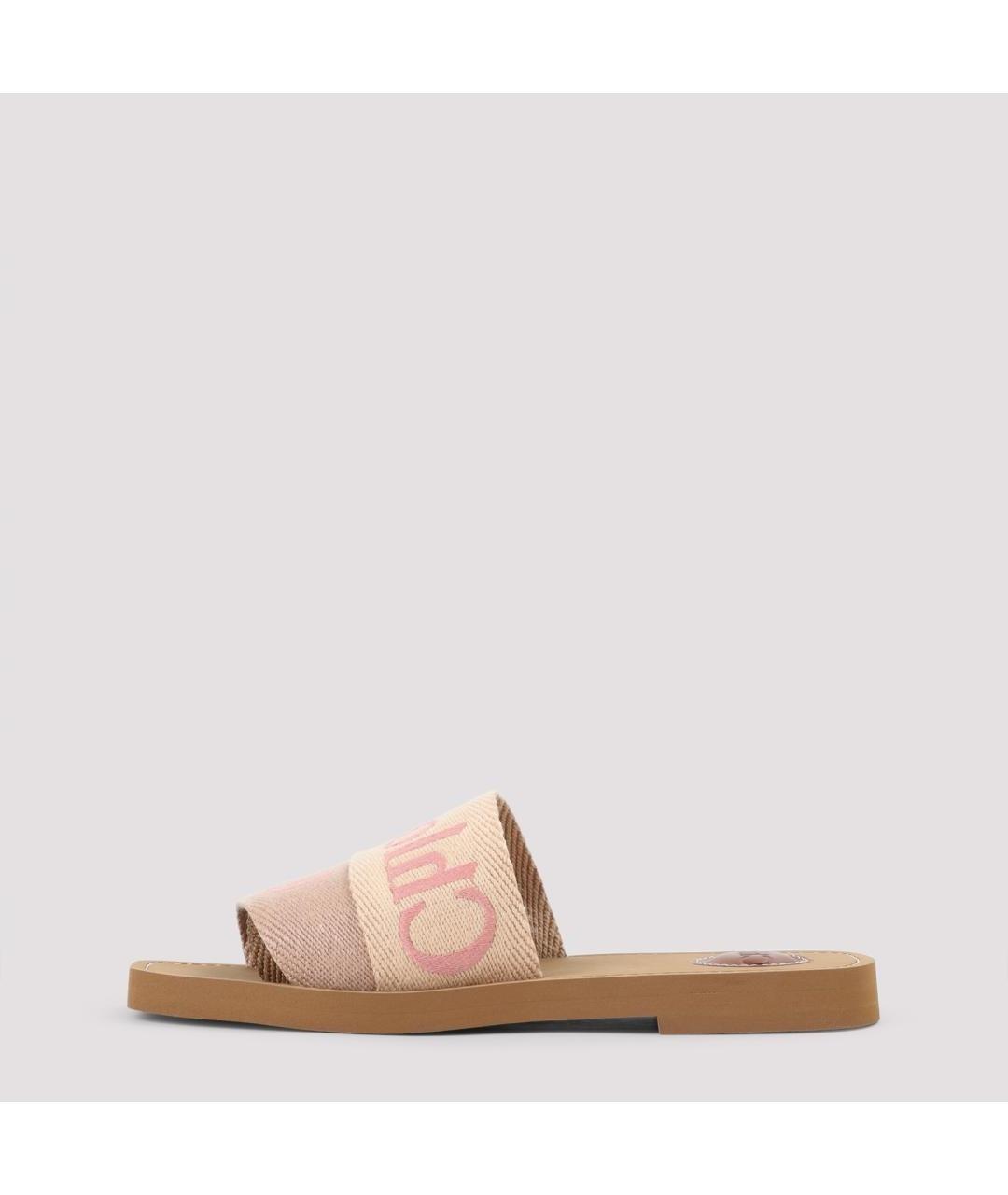 CHLOE Розовые текстильные шлепанцы, фото 4