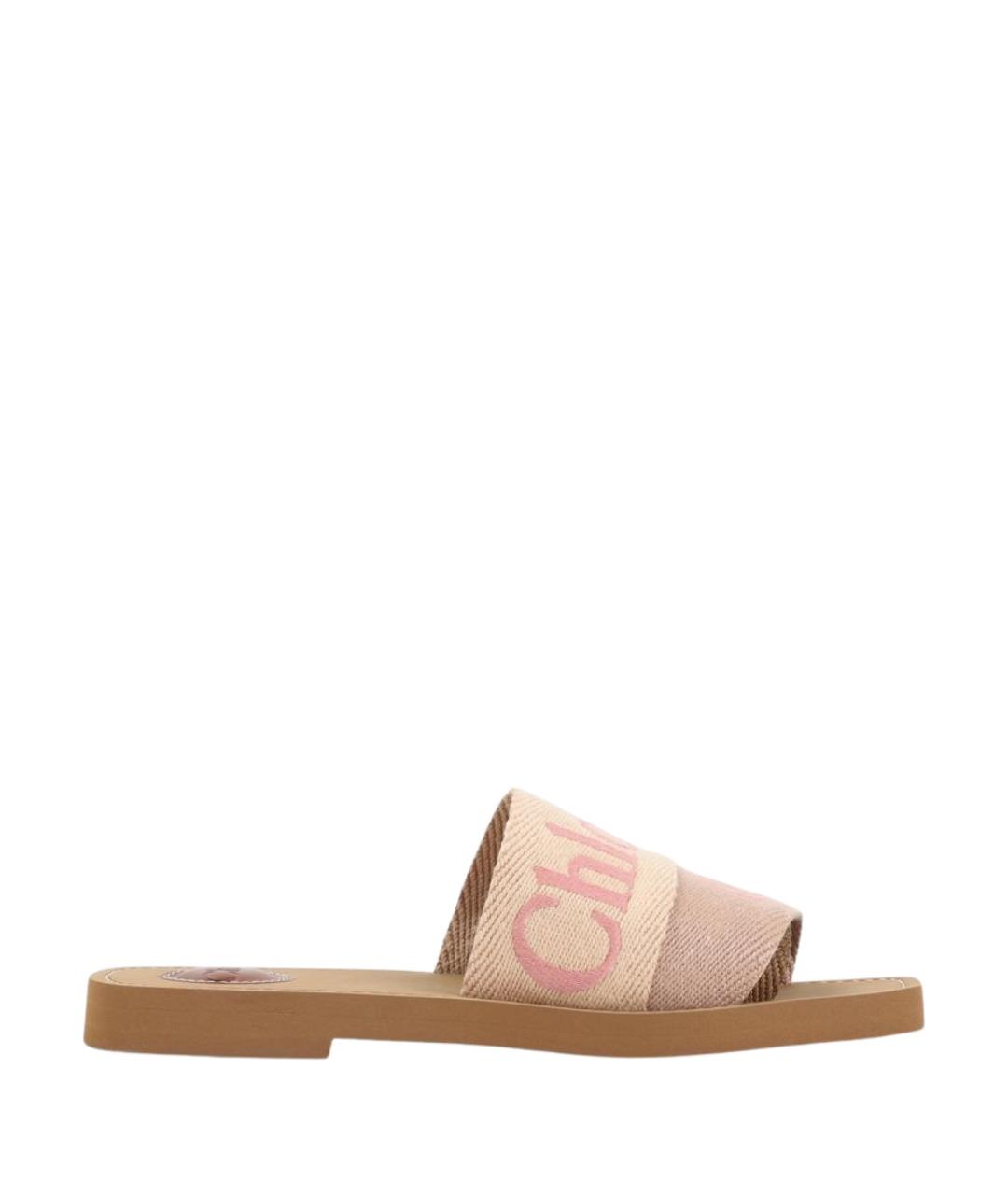 CHLOE Розовые текстильные шлепанцы, фото 1
