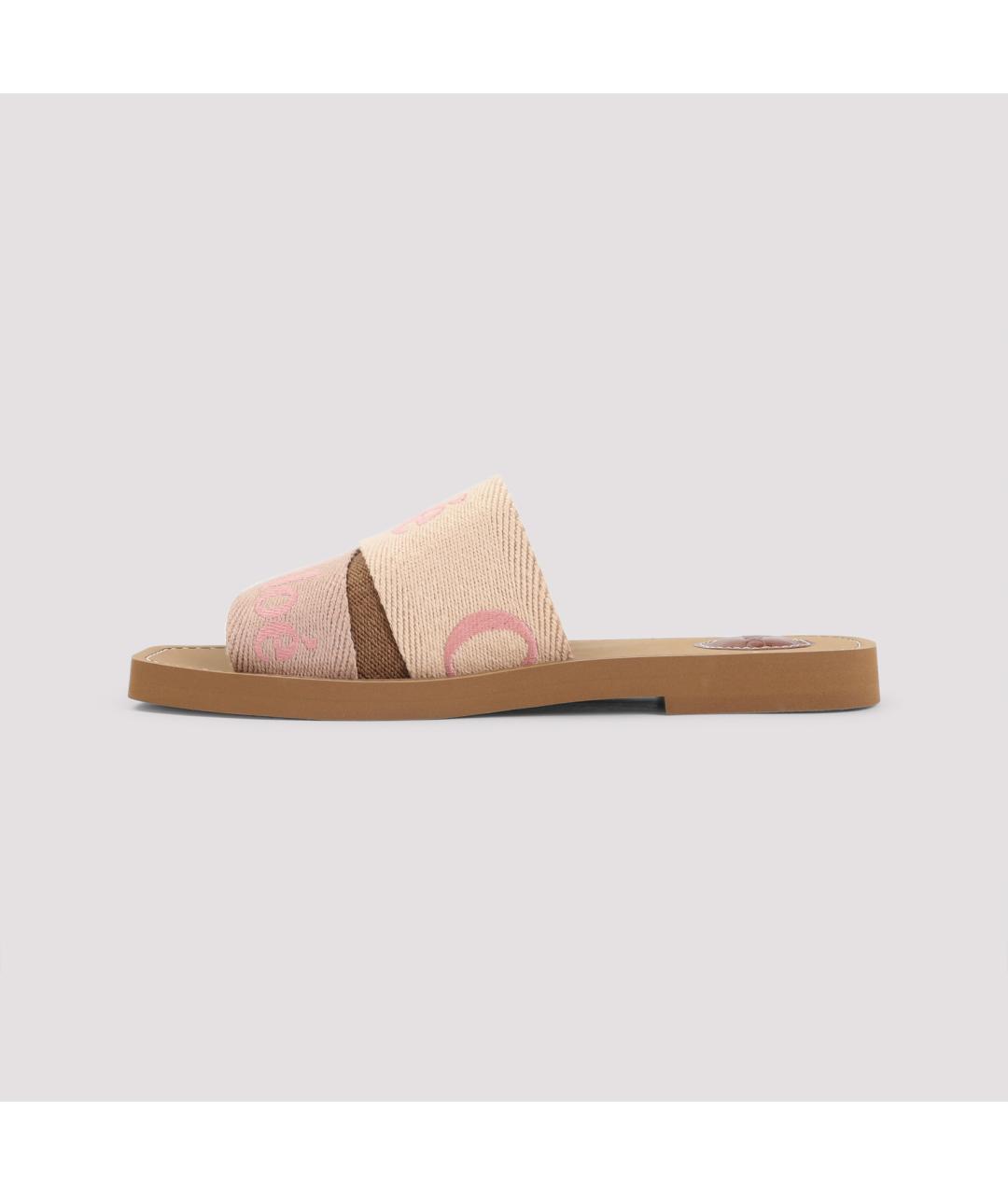 CHLOE Розовые текстильные шлепанцы, фото 2