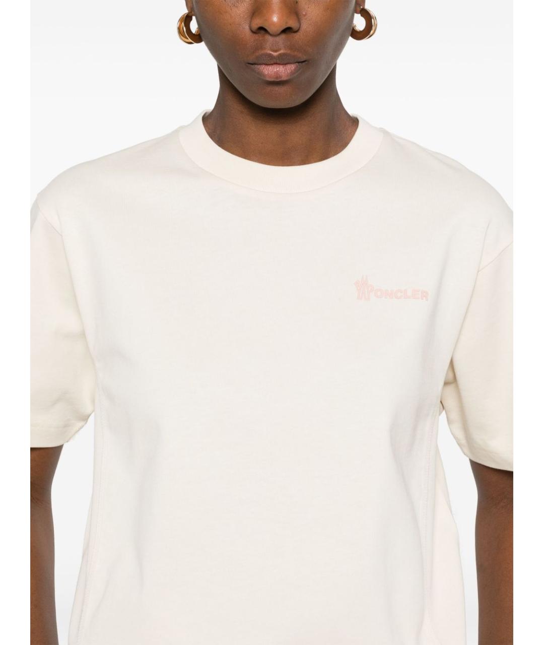 MONCLER Бежевая хлопковая футболка, фото 4