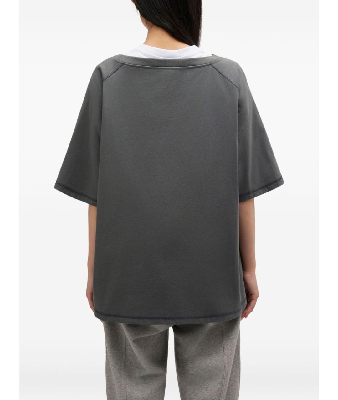 GANNI Серая хлопковая футболка, фото 3