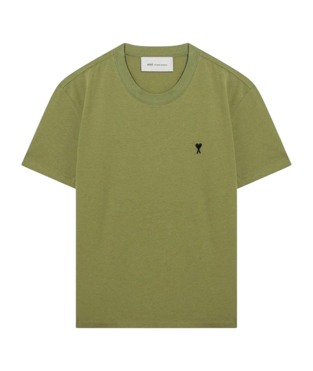 Ami Paris Зеленая хлопковая футболка, фото 1