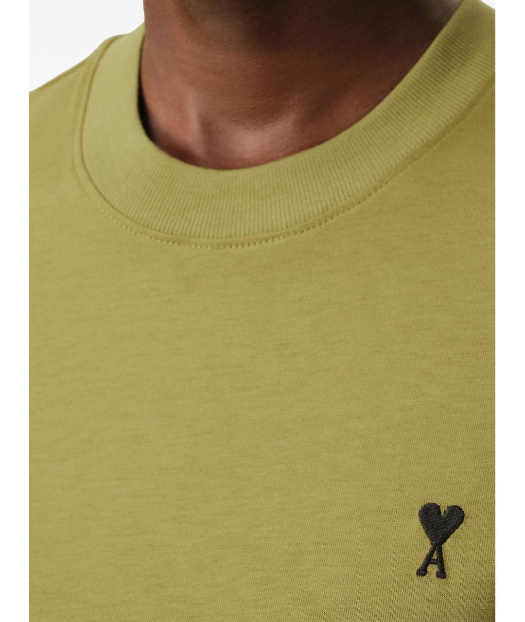 Ami Paris Зеленая хлопковая футболка, фото 4