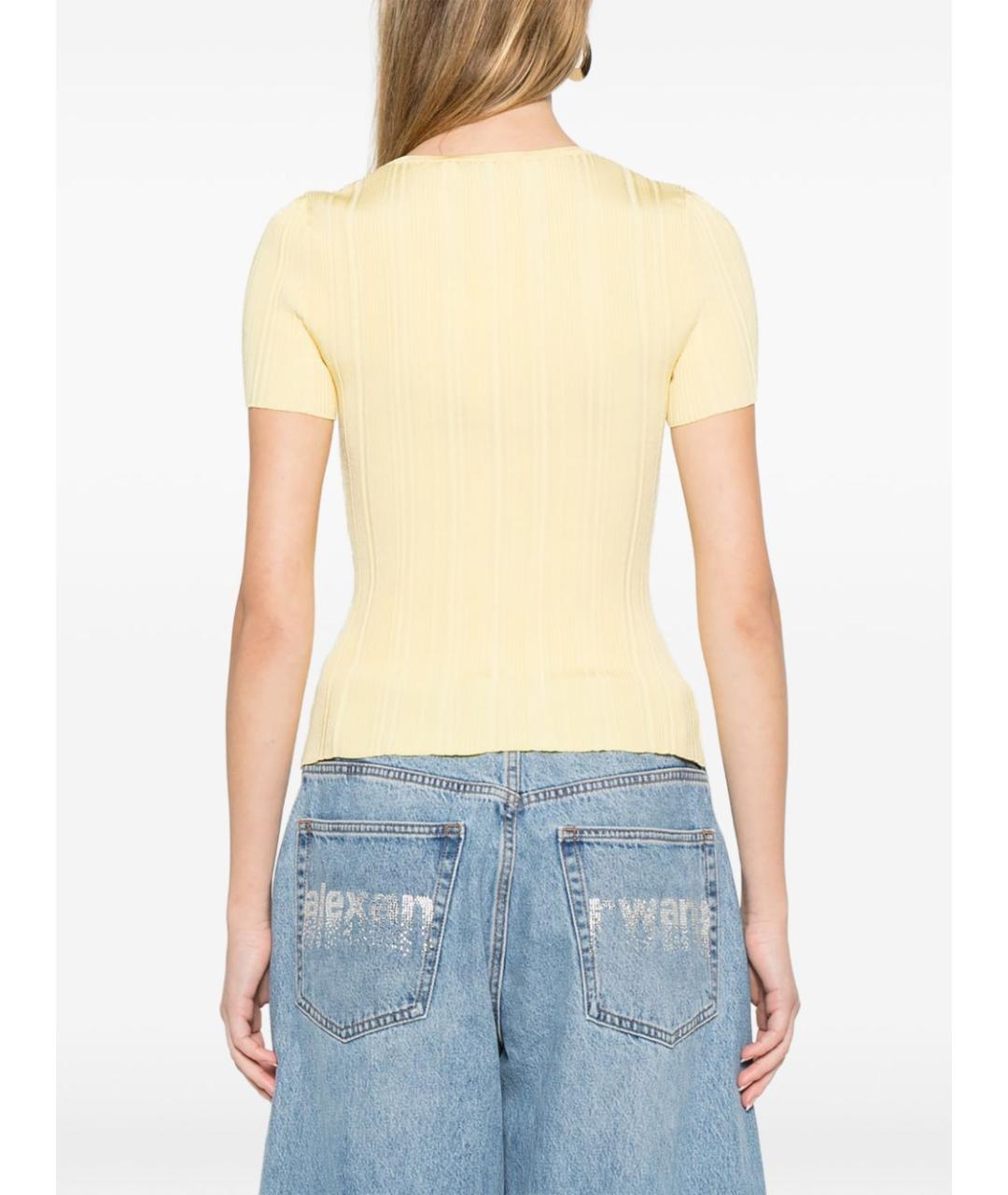 SELF-PORTRAIT Желтая вискозная футболка, фото 5