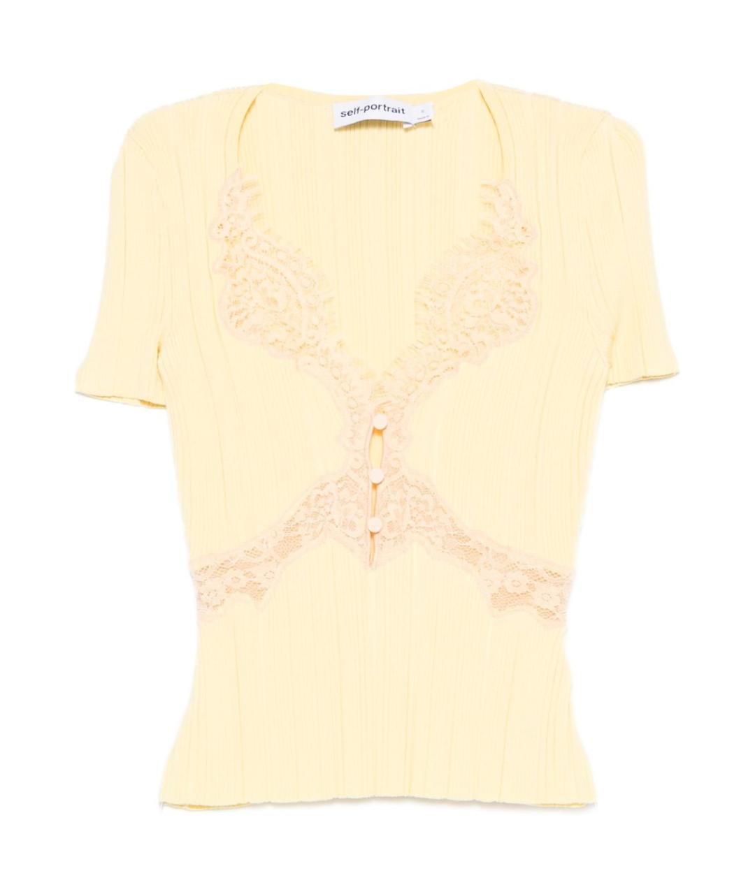SELF-PORTRAIT Желтая вискозная футболка, фото 1