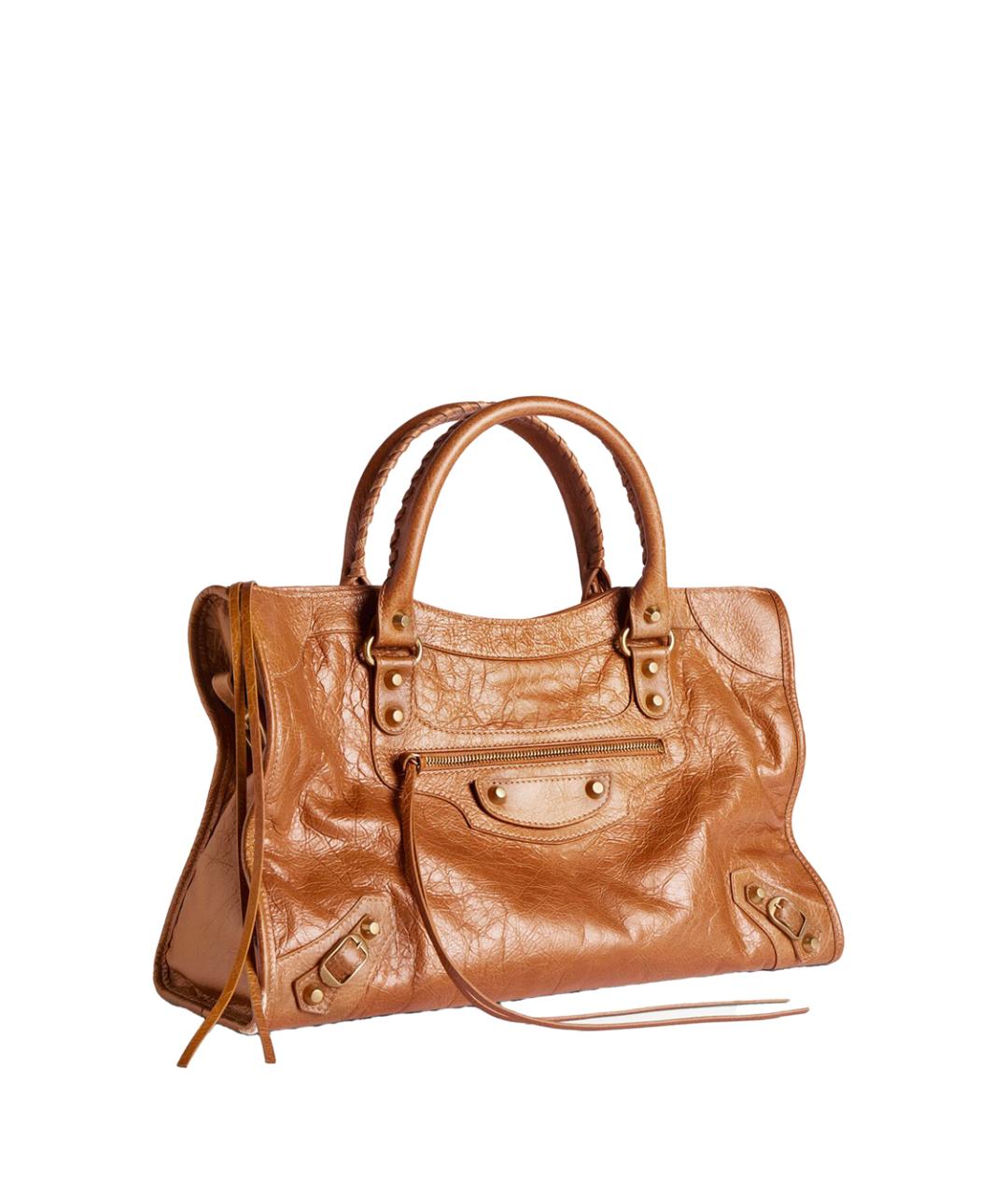 BALENCIAGA Коричневая кожаная сумка с короткими ручками, фото 2