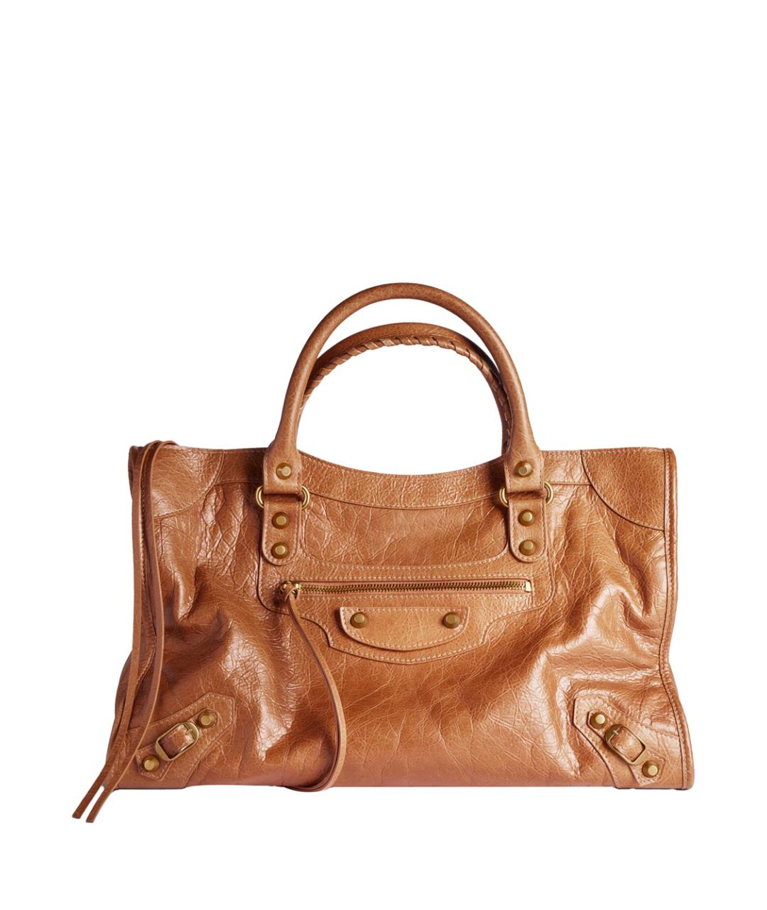 BALENCIAGA Коричневая кожаная сумка с короткими ручками, фото 1