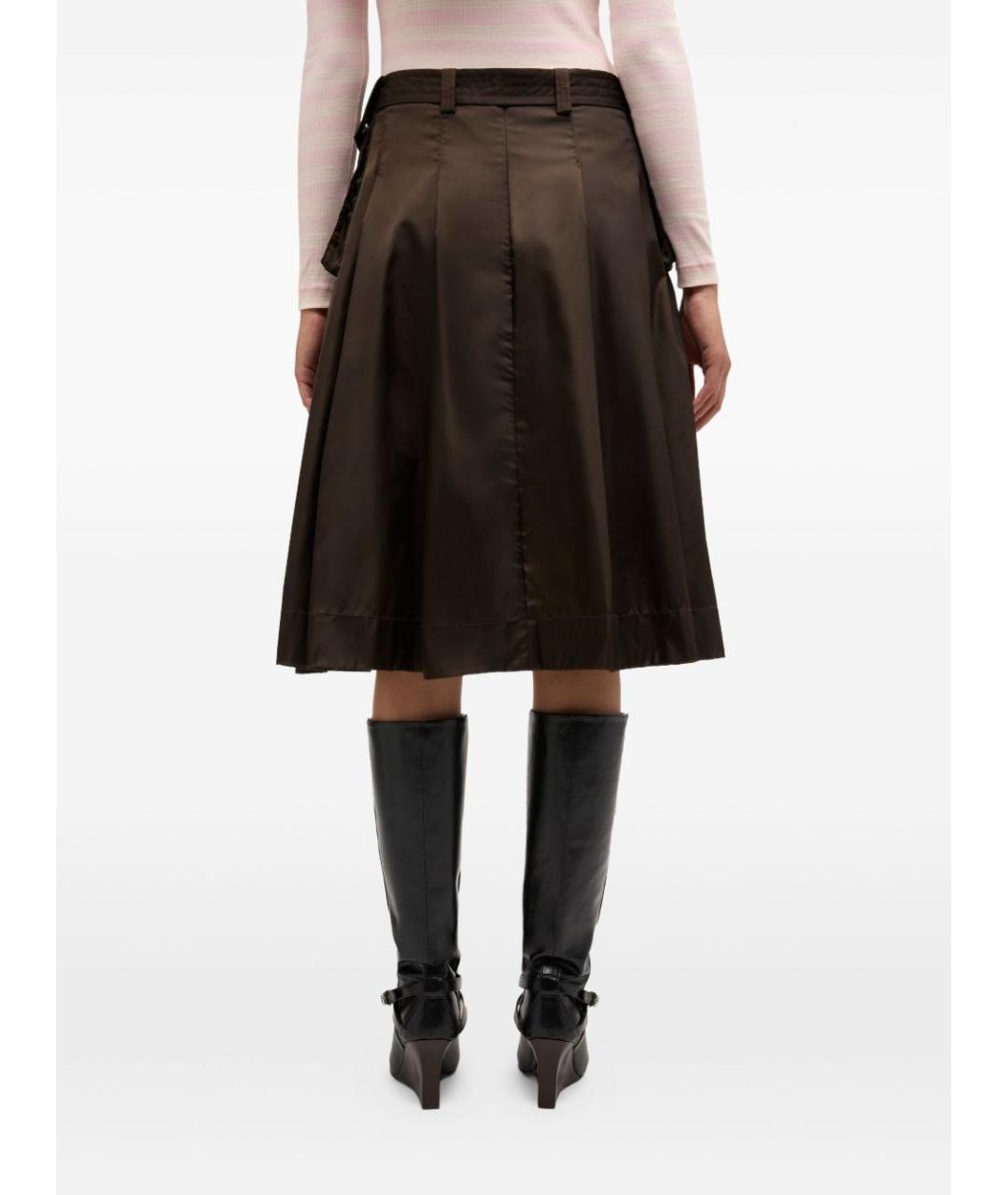 GANNI Коричневая синтетическая юбка миди, фото 3
