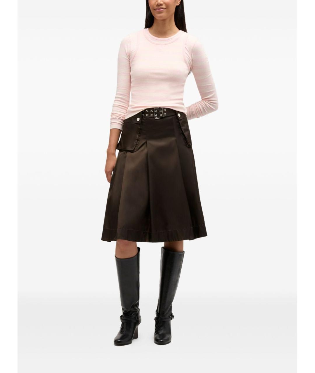 GANNI Коричневая синтетическая юбка миди, фото 2