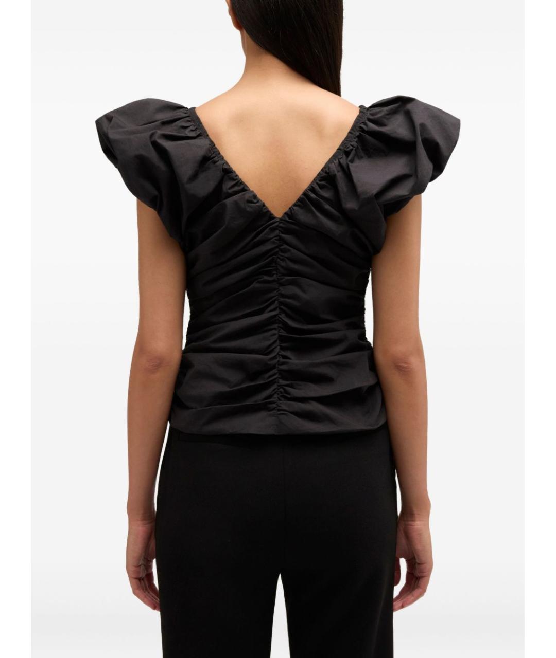 GANNI Черная хлопко-эластановая майка, фото 4