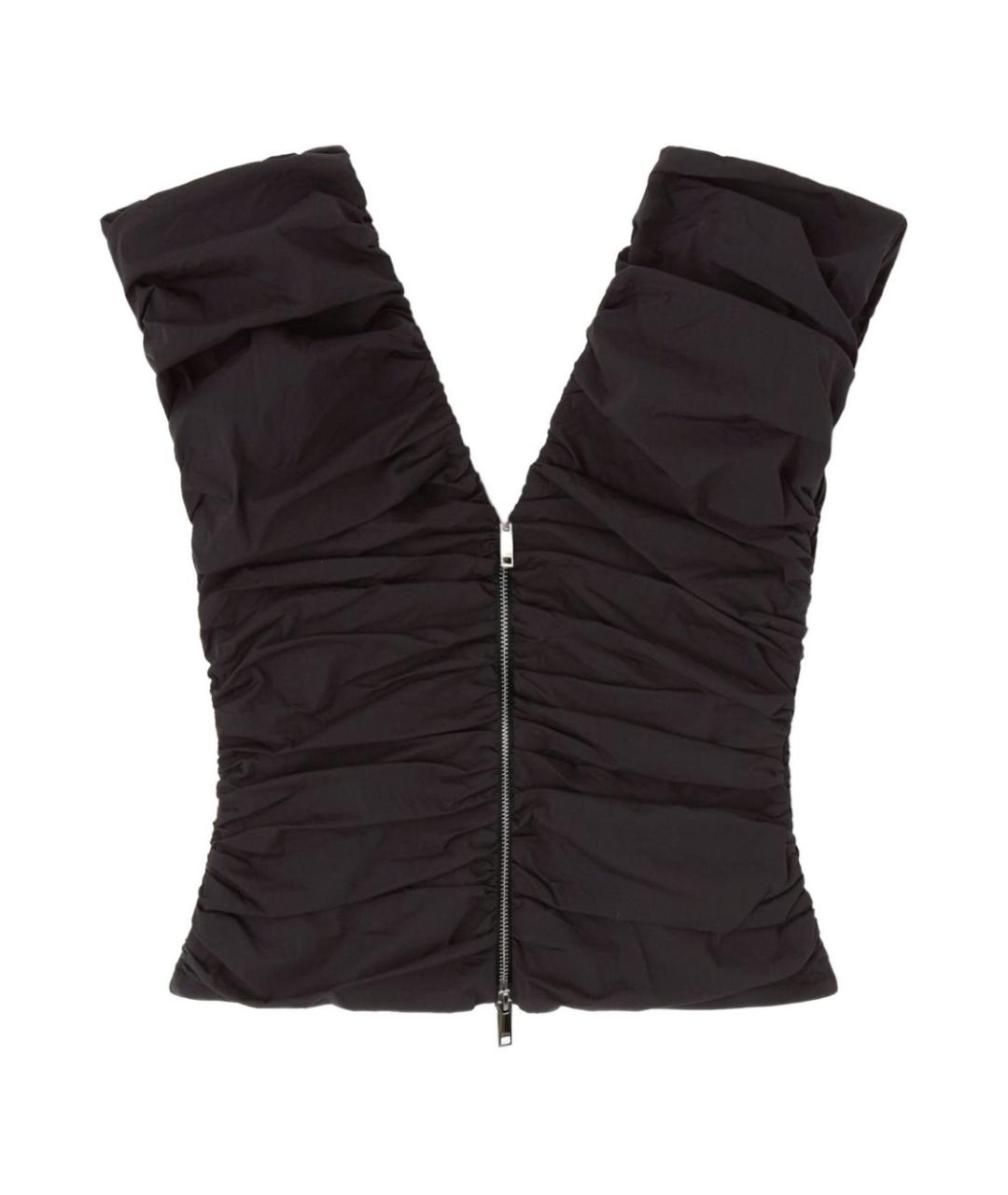 GANNI Черная хлопко-эластановая майка, фото 1