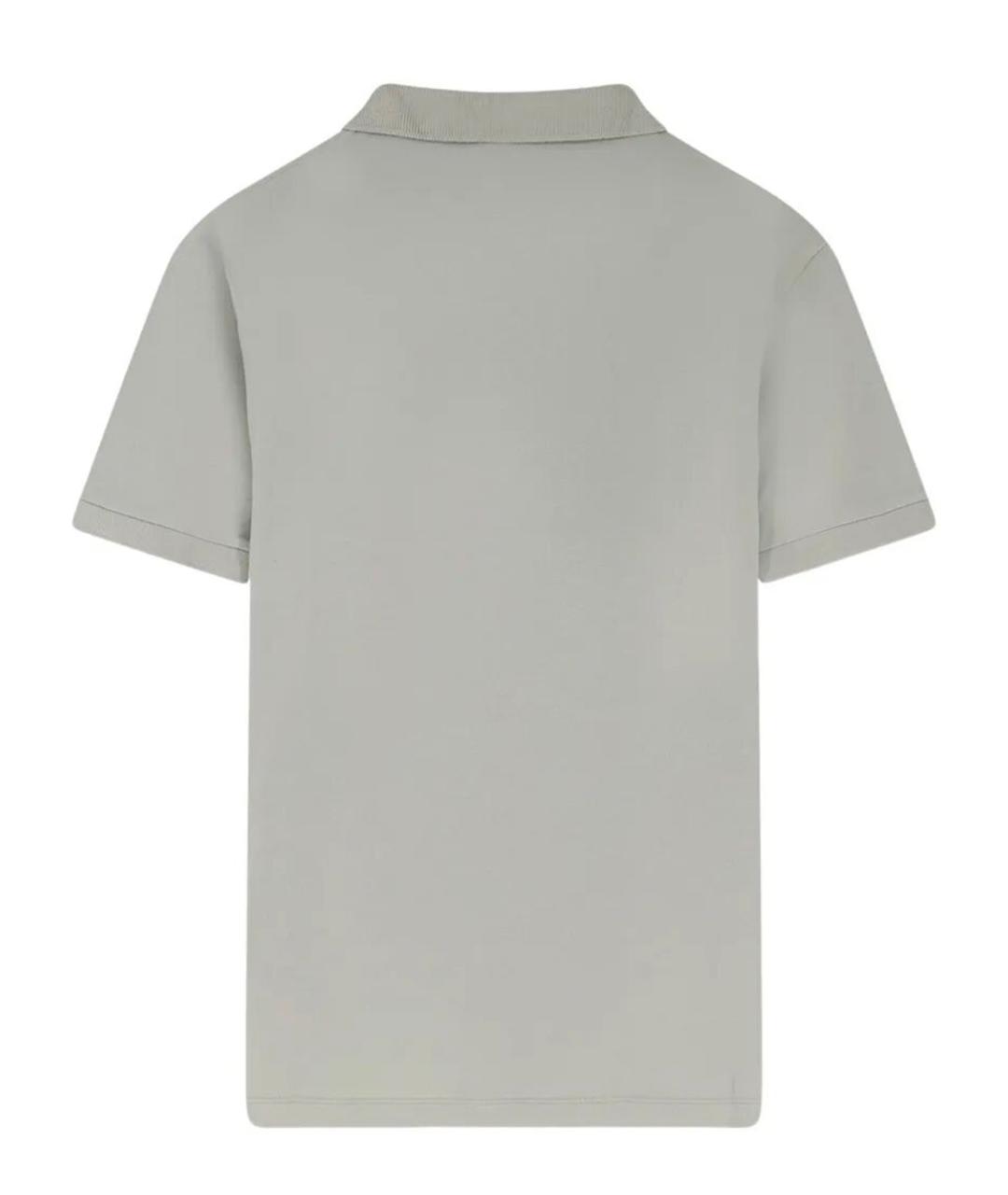 STONE ISLAND Серое хлопковое поло с коротким рукавом, фото 2