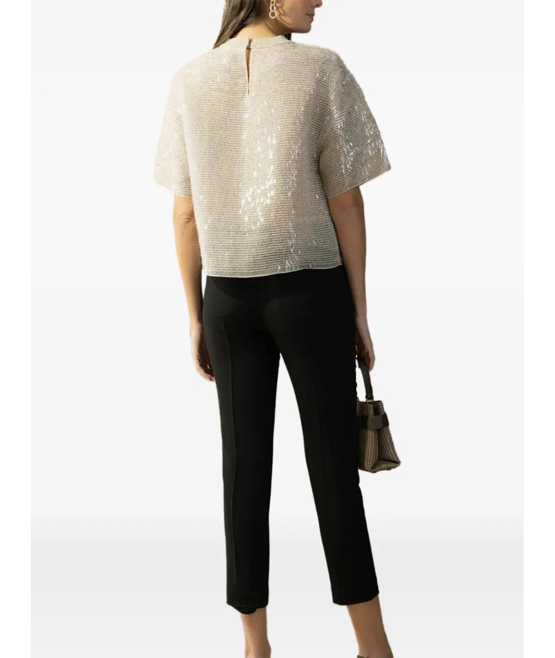 BRUNELLO CUCINELLI Бежевая шелковая футболка, фото 3