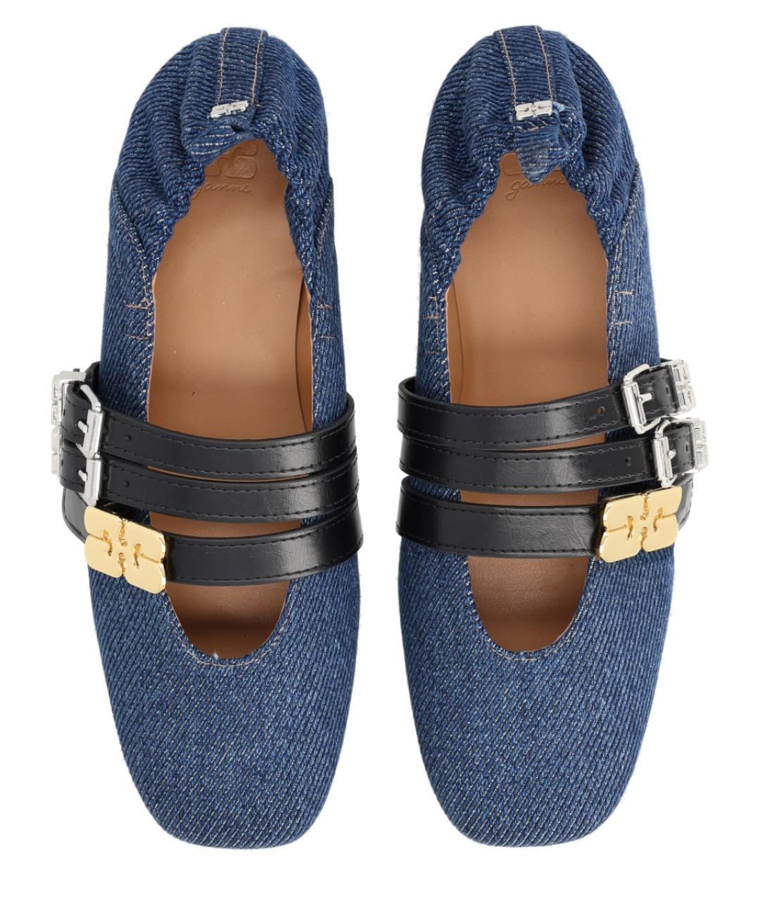 GANNI Синие текстильные балетки, фото 5