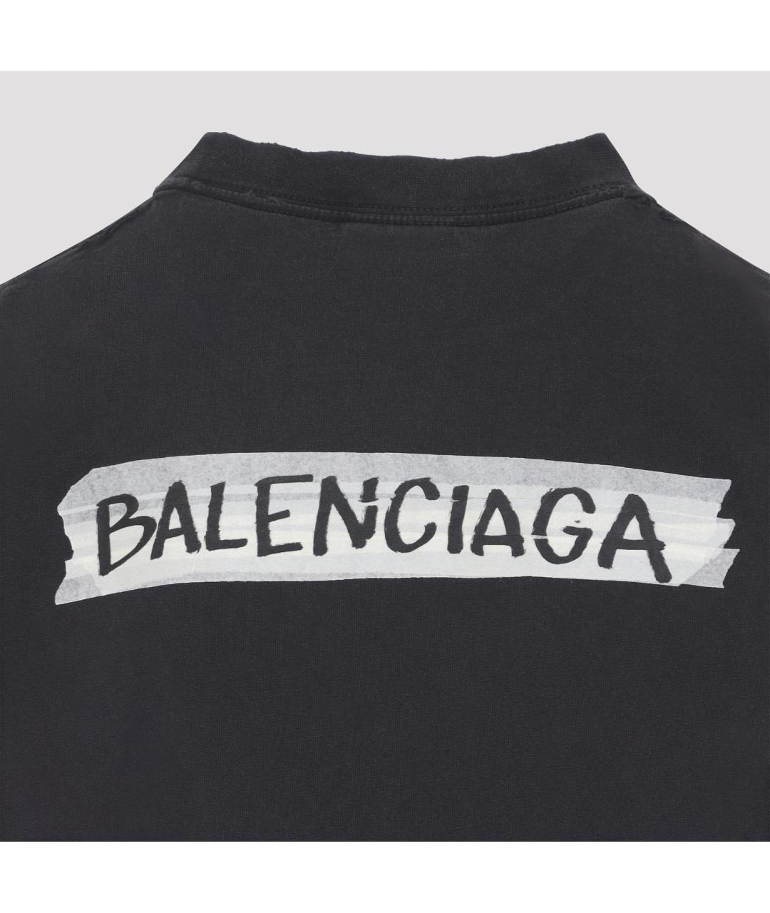 BALENCIAGA Черная хлопковая футболка, фото 4
