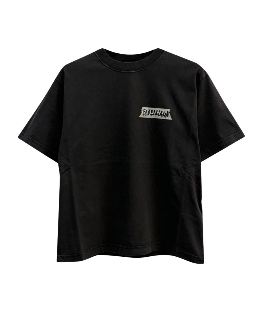 BALENCIAGA Черная хлопковая футболка, фото 1