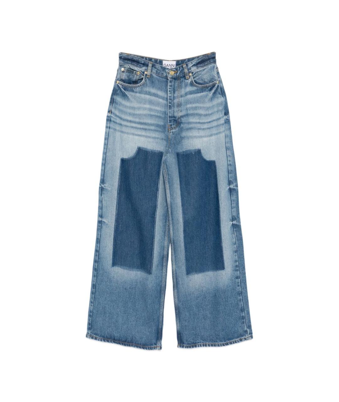 GANNI Синие хлопковые прямые джинсы, фото 1