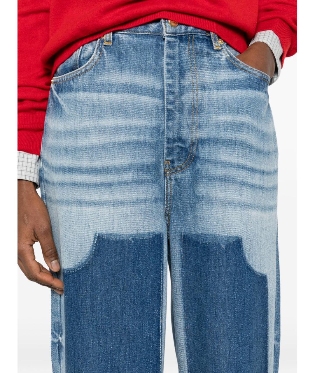 GANNI Синие хлопковые прямые джинсы, фото 2