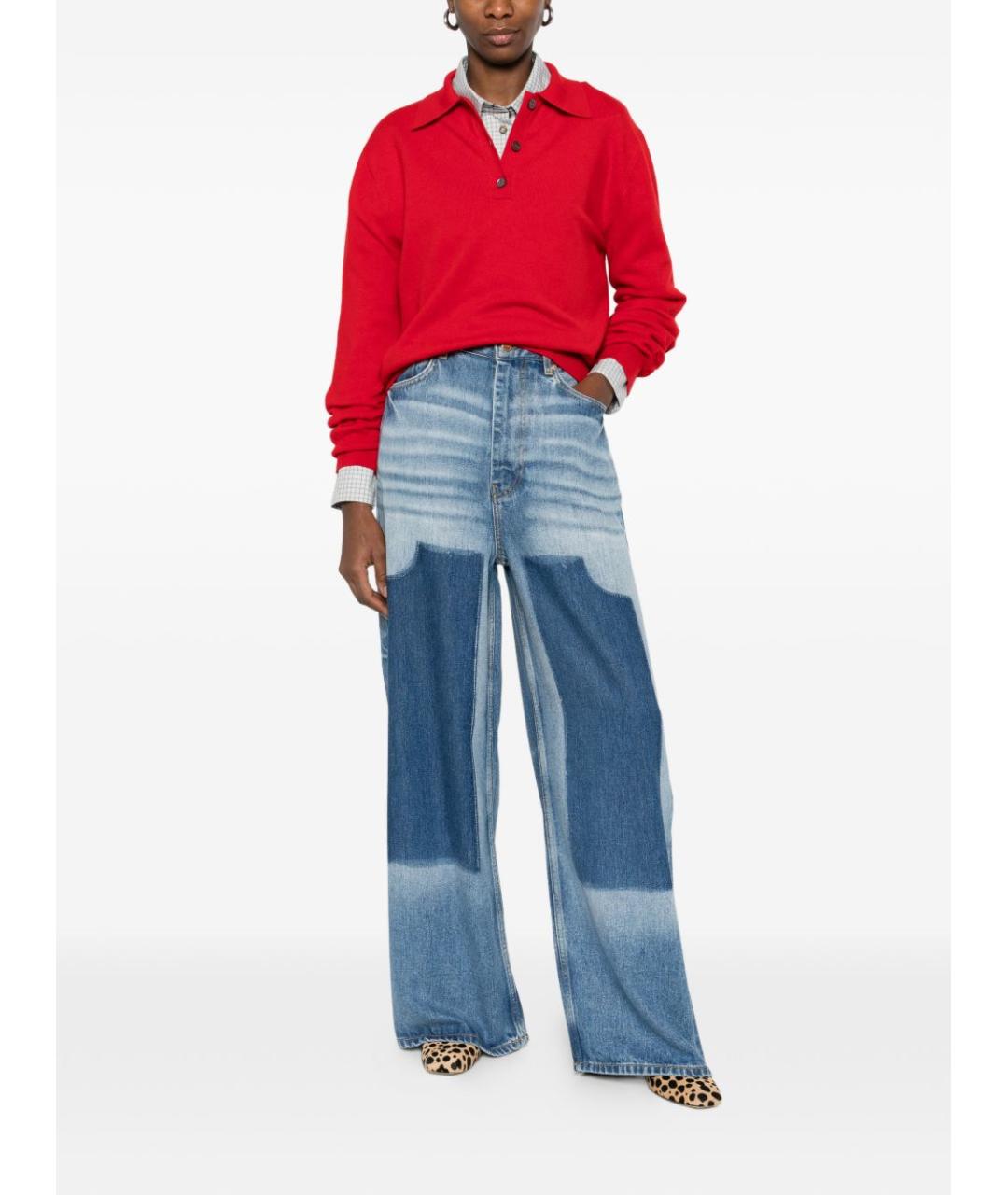 GANNI Синие хлопковые прямые джинсы, фото 5