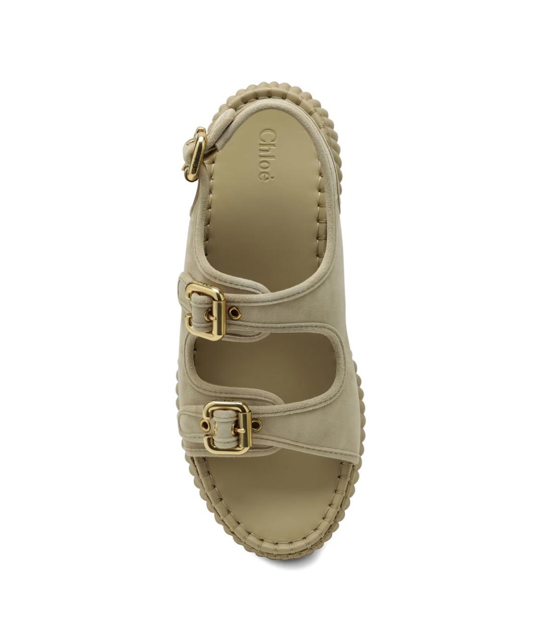 CHLOE Бежевые замшевые босоножки, фото 4