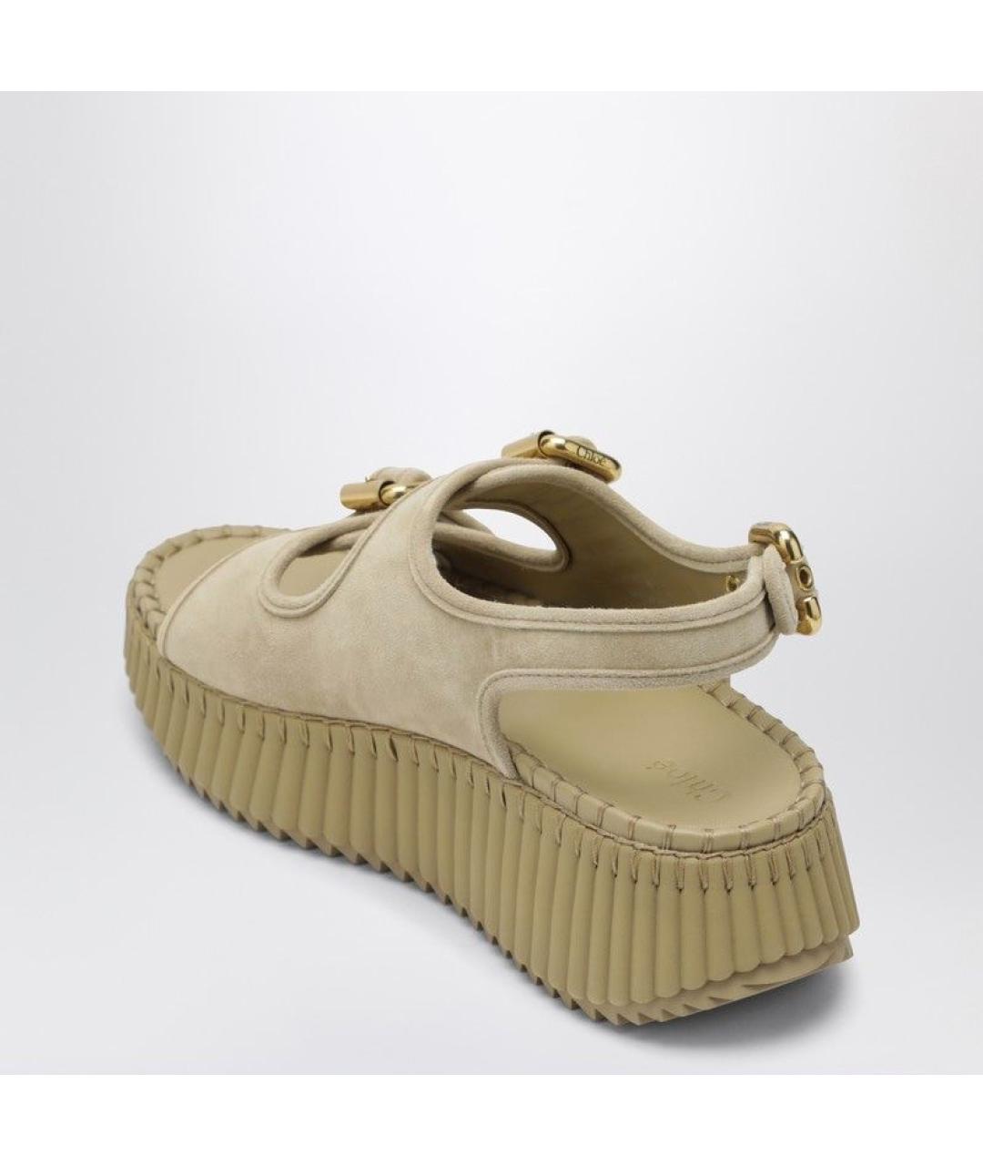 CHLOE Бежевые замшевые босоножки, фото 3