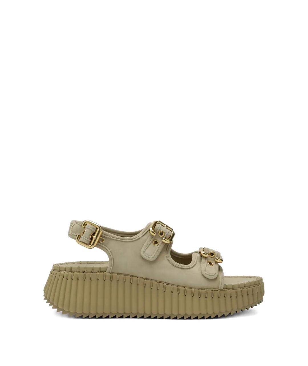 CHLOE Бежевые замшевые босоножки, фото 1