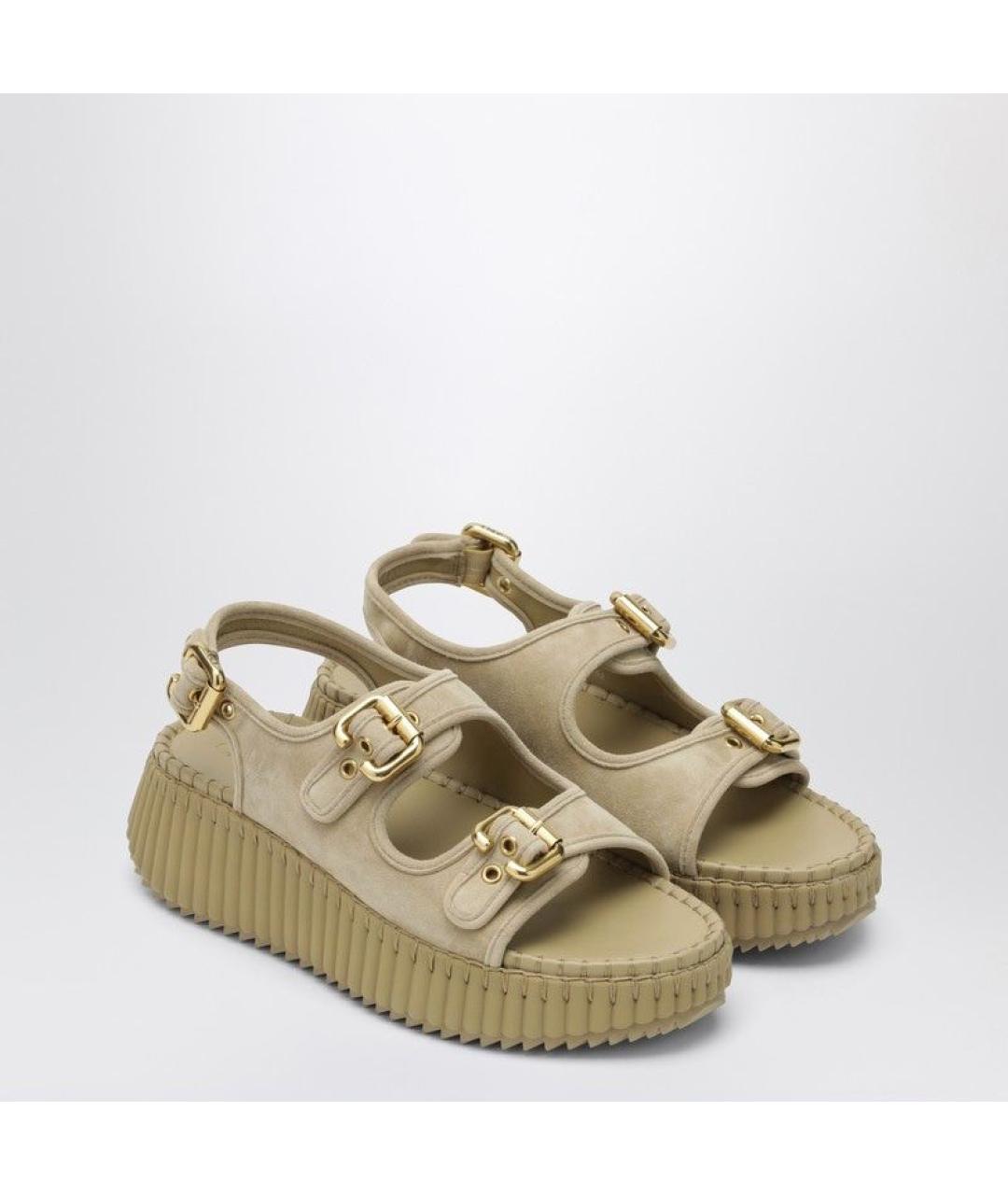 CHLOE Бежевые замшевые босоножки, фото 2