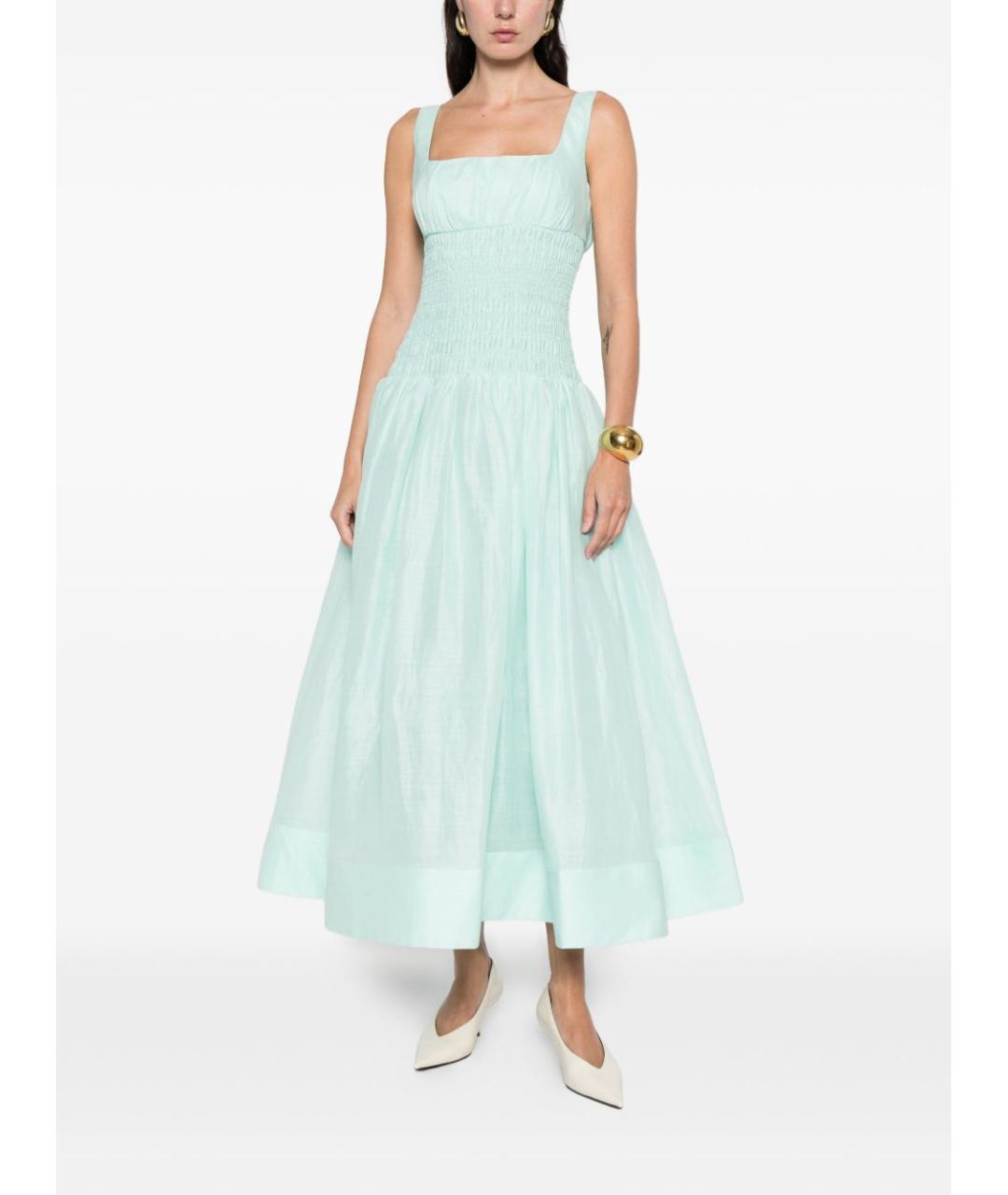 SELF-PORTRAIT Зеленые хлопковое повседневное платье, фото 4