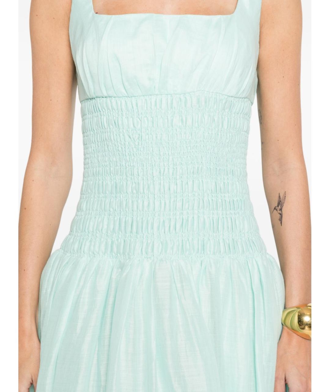 SELF-PORTRAIT Зеленые хлопковое повседневное платье, фото 5