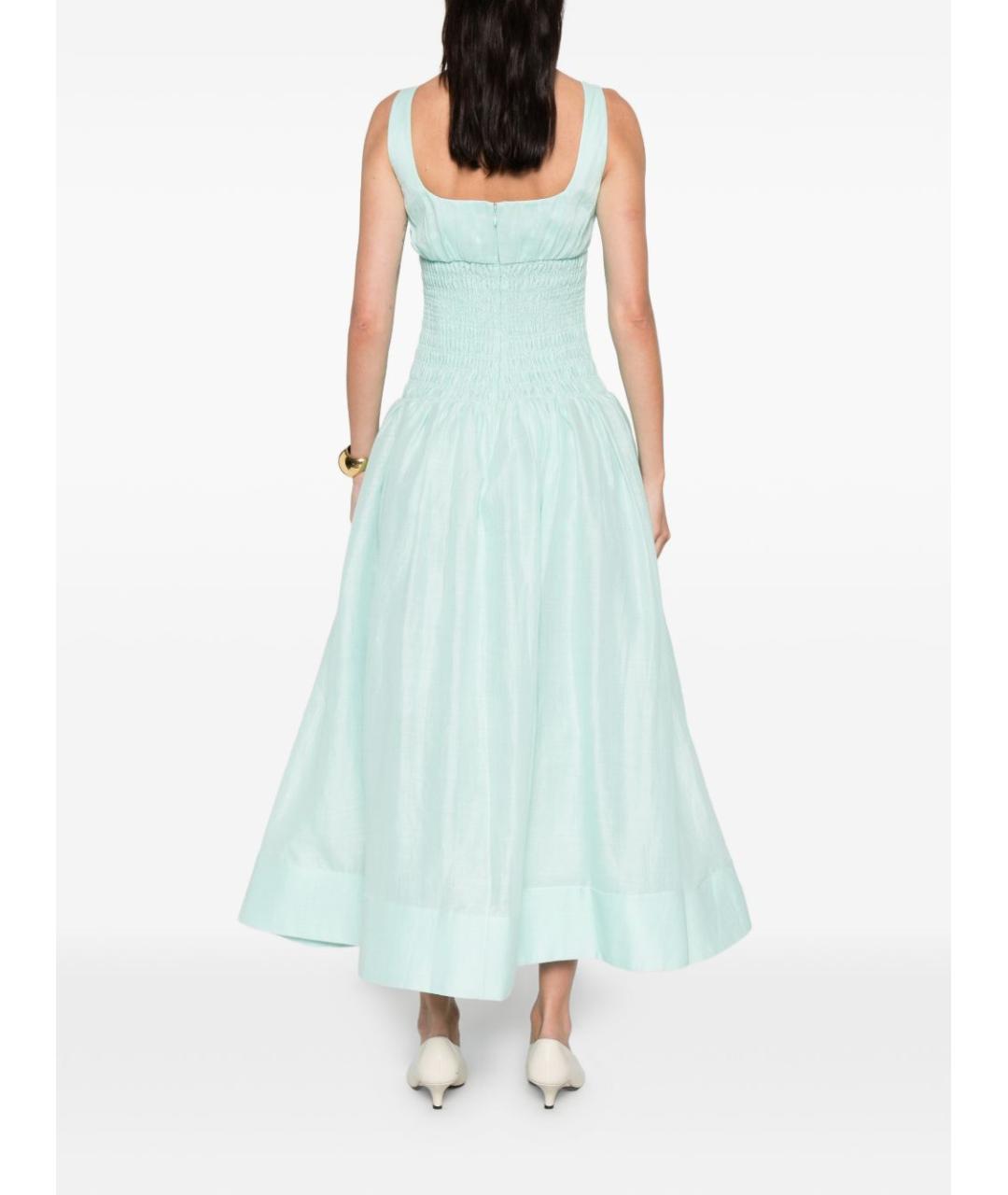 SELF-PORTRAIT Зеленые хлопковое повседневное платье, фото 2