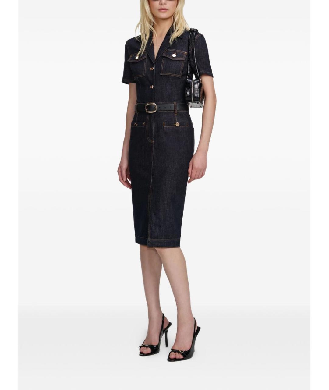 SELF-PORTRAIT Синее хлопковое повседневное платье, фото 2