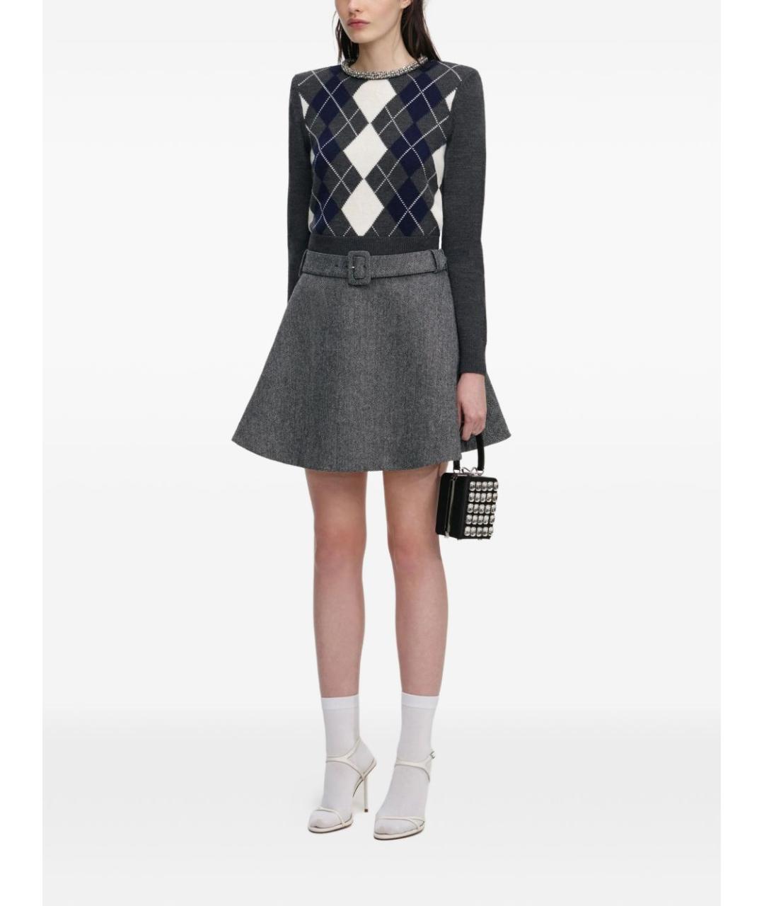 SELF-PORTRAIT Серый шерстяной джемпер / свитер, фото 2