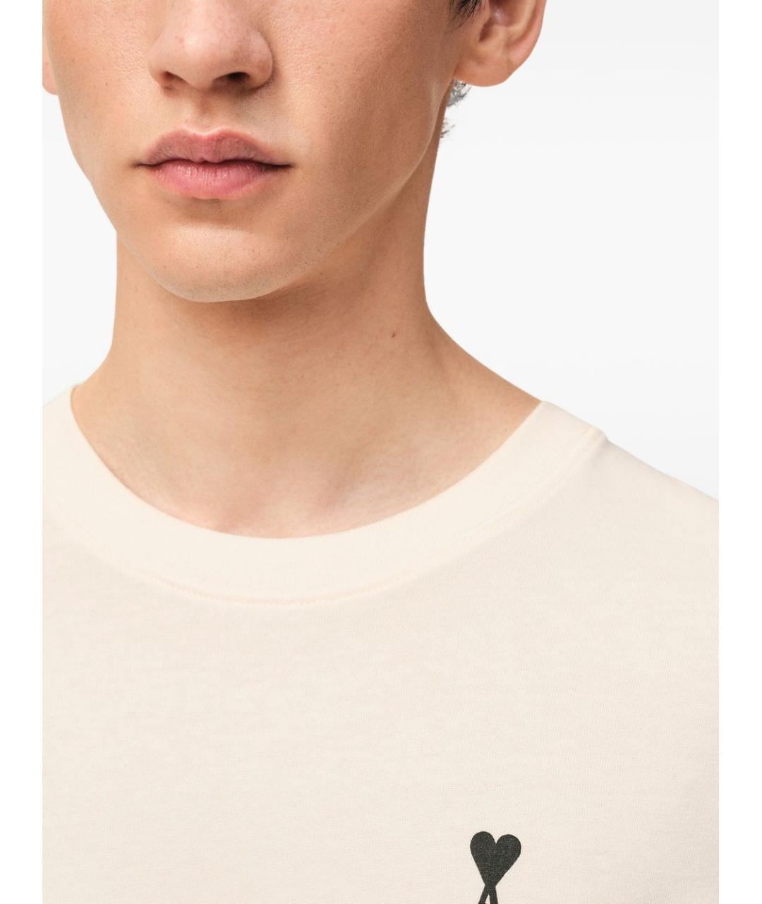 Ami Paris Бежевая хлопковая футболка, фото 4