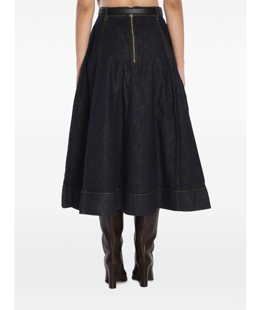 SELF-PORTRAIT Темно-синяя хлопковая юбка миди, фото 4