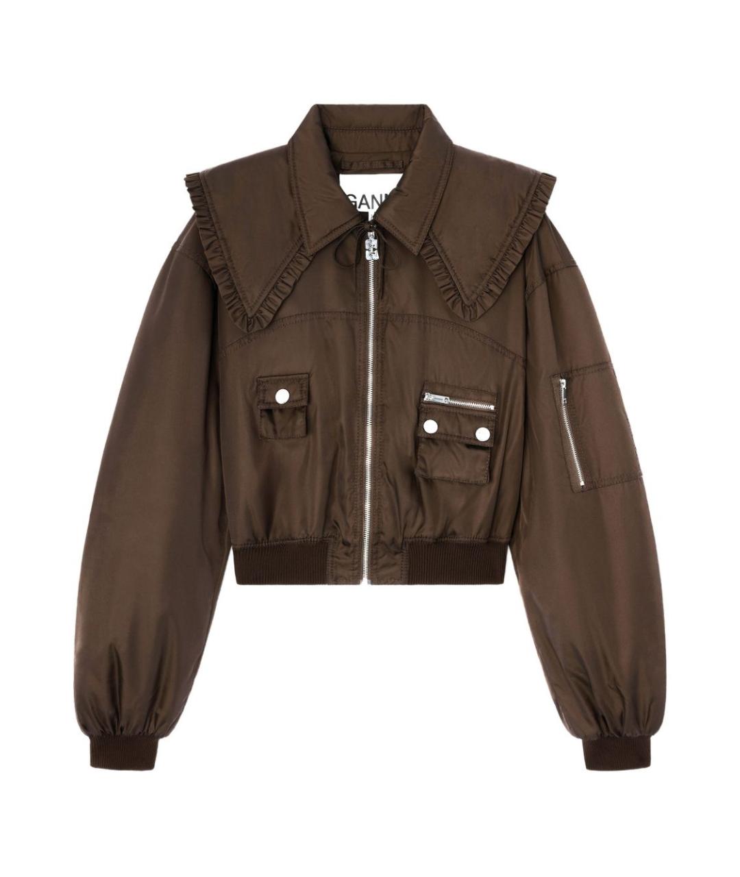 GANNI Коричневая полиамидовая куртка, фото 1