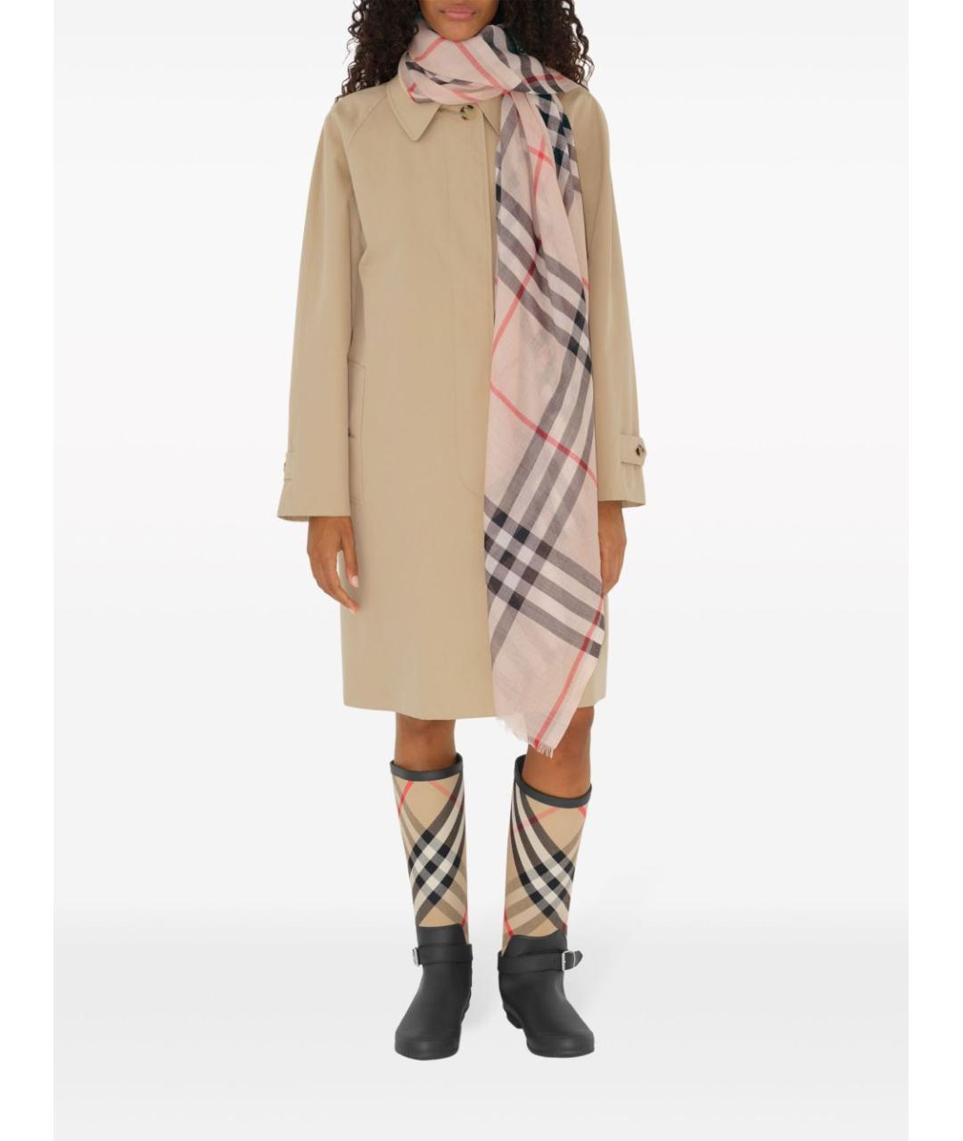 BURBERRY Розовый шерстяной шарф, фото 2