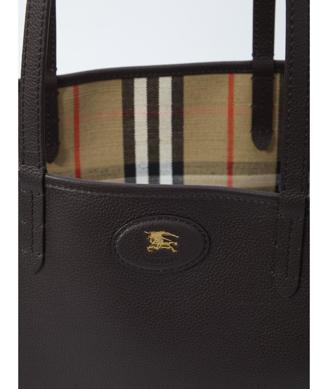 BURBERRY Коричневая кожаная сумка тоут, фото 4