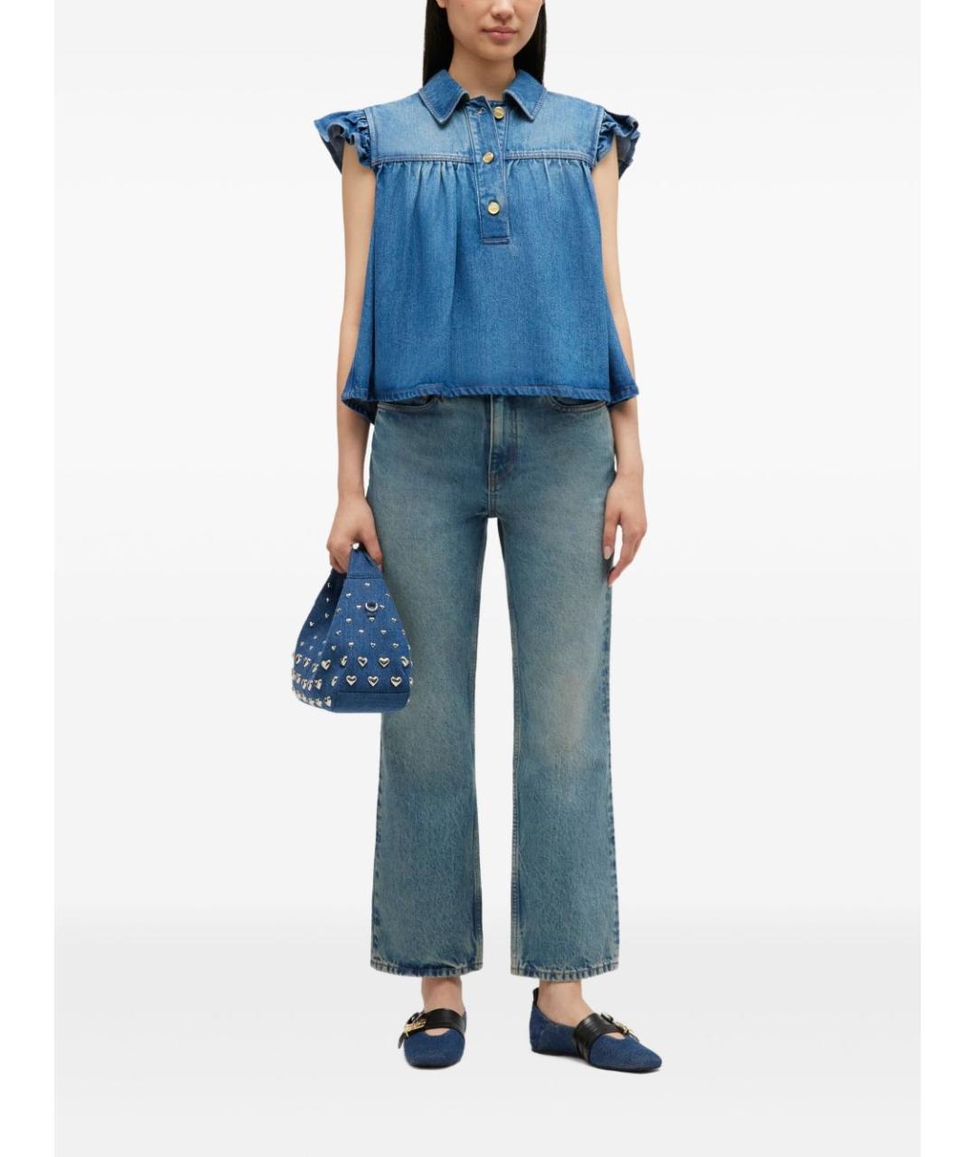 GANNI Синяя хлопковая блузы, фото 4