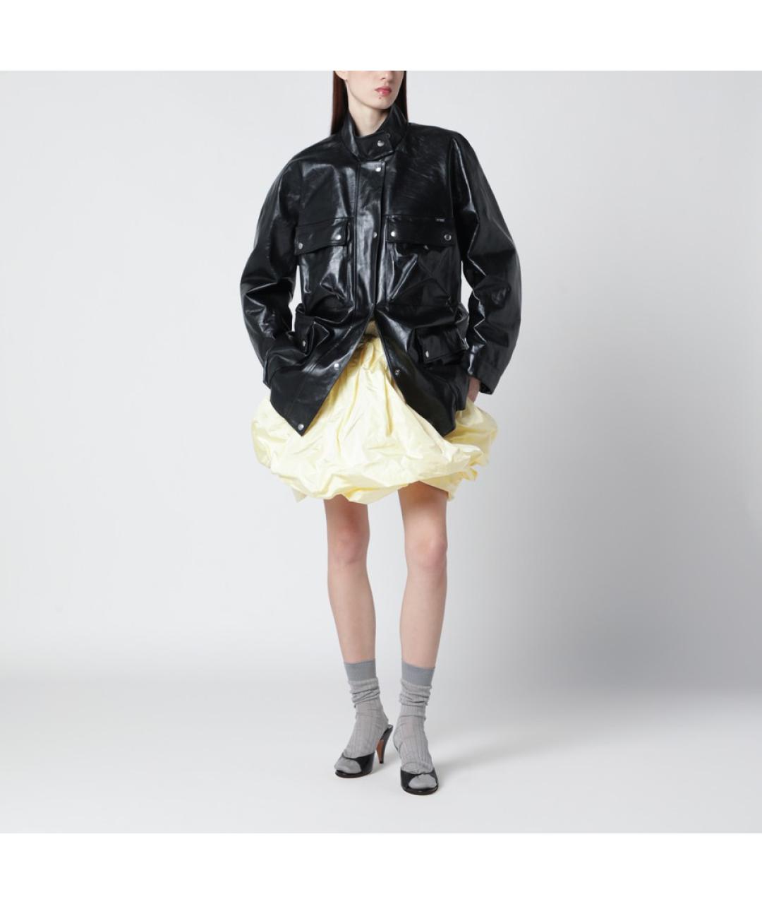 PRADA Желтая шелковая юбка мини, фото 4